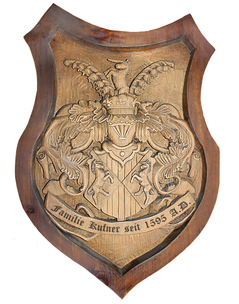 Familie Kufner coat of arms, carved wood, seit 1595 A.D.